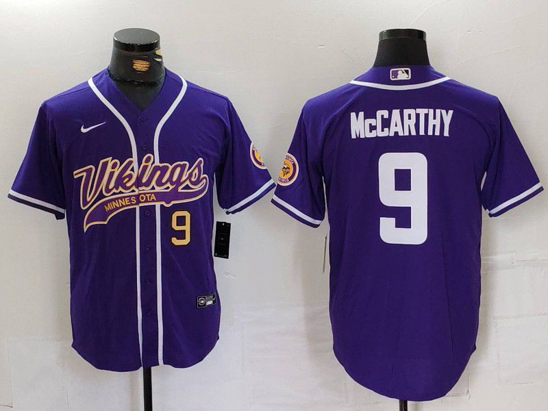 Men Minnesota Vikings #9 Mccarthy Purple Joint Name 2024 Nike Limited NFL Jersey style 3->cincinnati reds->MLB Jersey